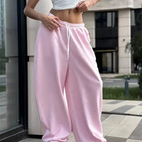 Pant Women Wide Leg Long Pants High Waist Straight Trousers Y2k Streetwear Elegant Splice Casual Loose Work Jogger Sports 2025