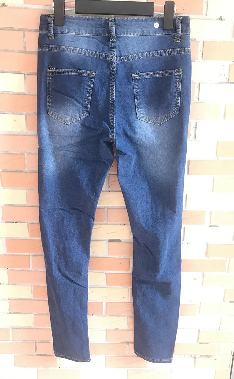 HOLE Denim Women 2025 High Waist Ripped Jeans for Women Skinny Black Pockets Jeans Woman Elastic Slim Jean Female Femme Pants