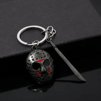 Horror Movie Keychain Jason Hockey Mask Kinfe Metal Keyring For Children Halloween Jewelry Gift