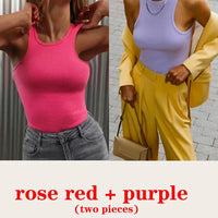 Women's Corset Summer 100% Cotton Crop Top Y2k Knitted Camis O Neck Knit Camisole Sleeveless Vest Solid Slim Tank Tops Women