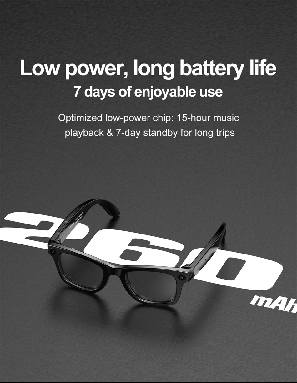 AI Smart Glasses with HD Camera for Photos Videos Hands-Free Vlog Recording Camera Glasses Audio for Driving Outdoor Sunglasses