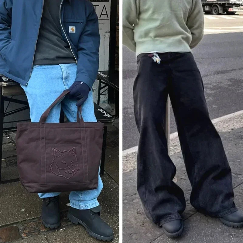 Maden Men's Versatile Black Boots Plush Lining Warmth Shoes Retro Non-Slip Thick Sole Work Boots Outdoor Casual Mid-Calf Boots