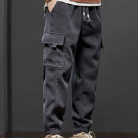 Spring Autumn New Style Elastic Waist Casual Pants for Men Stretch Straight Drawstring Harem Jogging Sports Long Pants Male