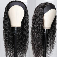 Headband Wig Human Hair Wigs Wear and Go Glueless Wig Curly Deep Wave Headband Wig Machine Made Wig Natural Color 250%