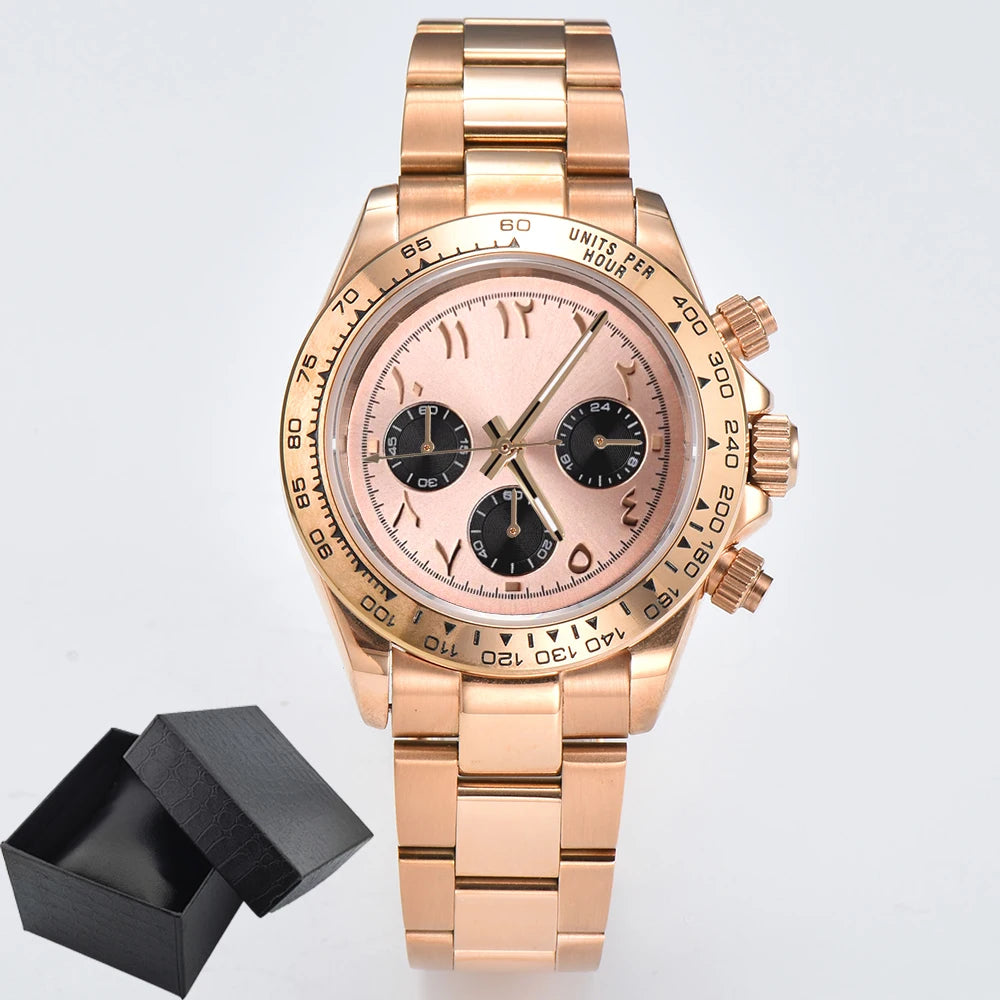 39.3mm VK63 Men's watch Arabian Dial customized Men's watch Luxury Quartz watch man VK63 Sport Chronograph Sapphire Glass watch