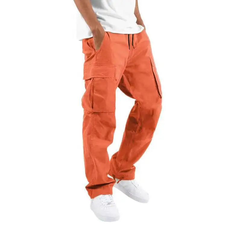 New Summer Men's Work Pants European and American Independent Station Foreign Trade Drawstring Multi-pocket Casual Trousers