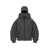 women's Men's and Balaclava Y2K Gothic Harajuku winter new item double hooded sweatshirt men's hooded mask zipper sportswear