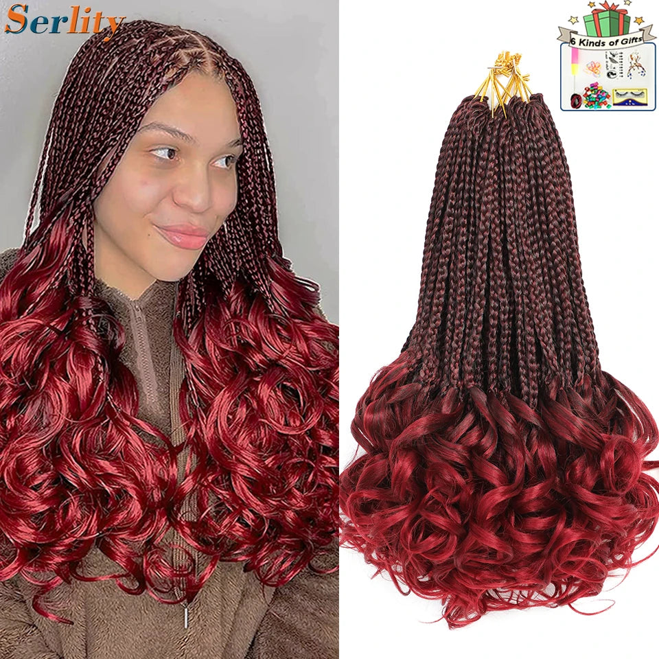 French Curl Crochet Braids 14 Inch Kid-Friendly Goddess Box Braids with Bouncy Curly Ends French Curls Braiding Hair for Women