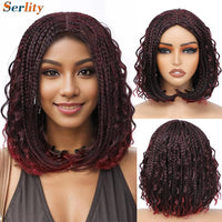 New Style Bob Box Braided Wigs For Black Women 12inches Synthetic Box Braids Crochet Hair Wigs On Sale Clearance Short Black Wig