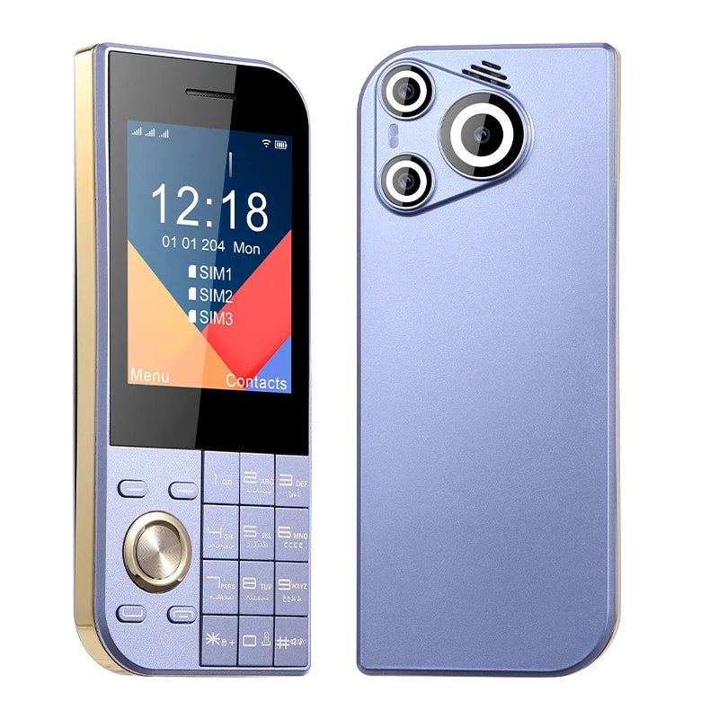 2025 New Push Button Mobile Phone 2.8' Three SIM 3SIM Bluetooth Flashlight MP3 Wireless FM Camera Vibration BigHorn CellPhone