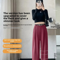 High Waist Slim Fit Straight Leg Suit Pants Wide Leg Casual Trousers Women's Autumn New Arrival Red Color Business Office Wear