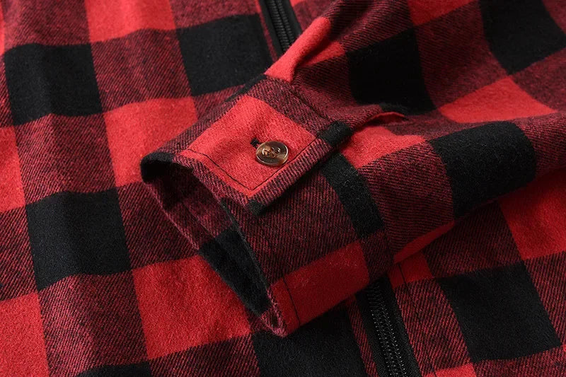 Men's New Plaid Hooded Sweater Long Sleeve Casual Thin Jacket Stand Hooded Shirt European Style Fashionable Outwear