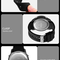 SKMEI 1524  2 Time LED Digital Wristwatches Mens Waterproof Chrono Count Down Male Hour montre homme Big Dial Sport Men Watch