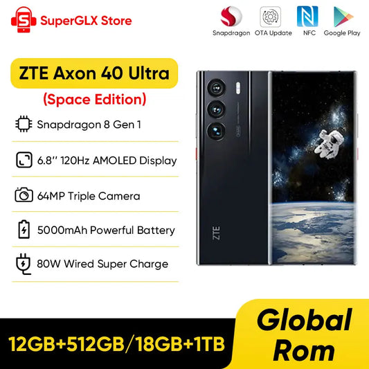 New ZTE Axon 40 Ultra Space Edition 5G Smartphone with UDC Tech Snapdragon 8 Gen 1 6.8" 120Hz AMOLED Display 5000mAh Battery
