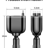 Elough Retractable Car Charger 5 in 1 Fast Charging Car Charger Retractable Cable 2 type c Ports Car Charger Adapter Compatible