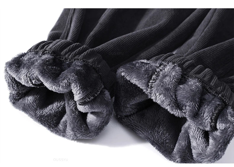 Winter Men's Fleece Warm Cargo Corduroy Pants Jogging Sweatpants Work Y2k Korean Pants Loose Harem Casual Trousers for Men