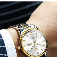 OLEVS Men's Watches Fashion Simple Calendar Week Luminous Waterproof  Steel Strap Man Watch Original Quartz Watches for Men 2929