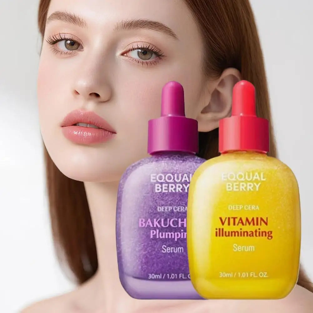 Deepcera Korean Skincare Bakuchiol Plumping Serum And Vitamin C Brightening Serum For Fading Acne Scars On The Face Skin Care