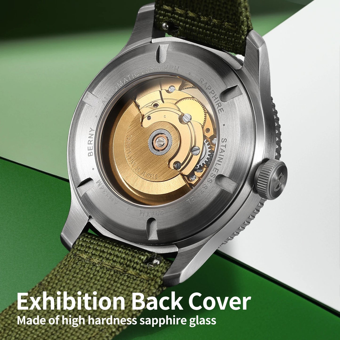 BERNY Top Automatic Diver Watch for Men PT5000 Movement 20ATM Waterproof Luminous Sapphire Lens Sport Swimming Diving Watch Men