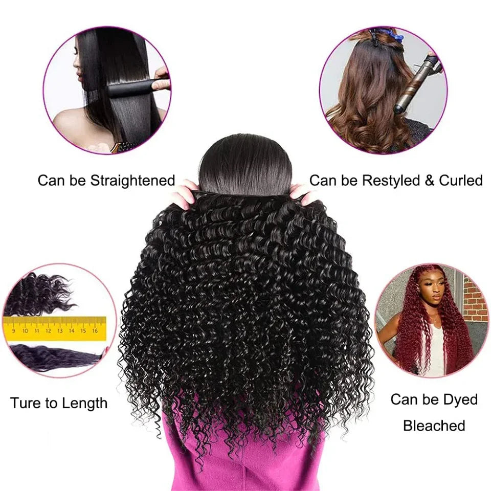 28 30 38 40Inch Deep Wave Curly Human Hair Bundles Long Virgin Curly Hair Malaysian Human Hair Extension Double Weft Wholesale
