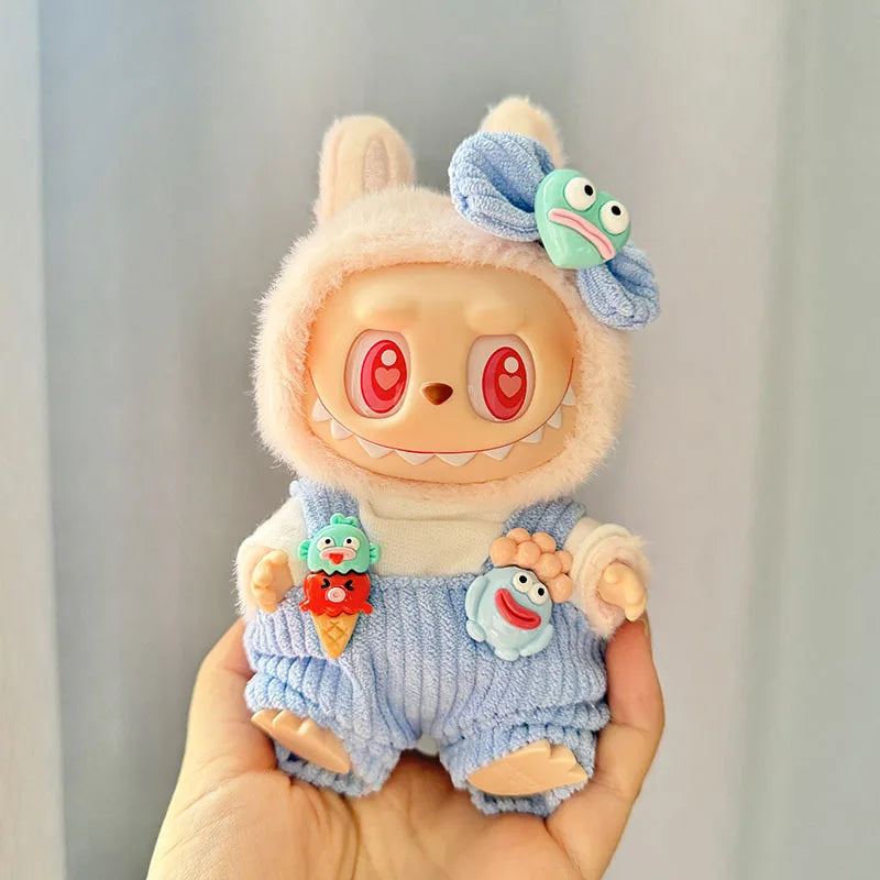 15cm/17cm Labubu I II Dolls Clothes Cute Eye Mask Pajamas Three Piece Set Accessories Clothing Plush Doll'S Clothes
