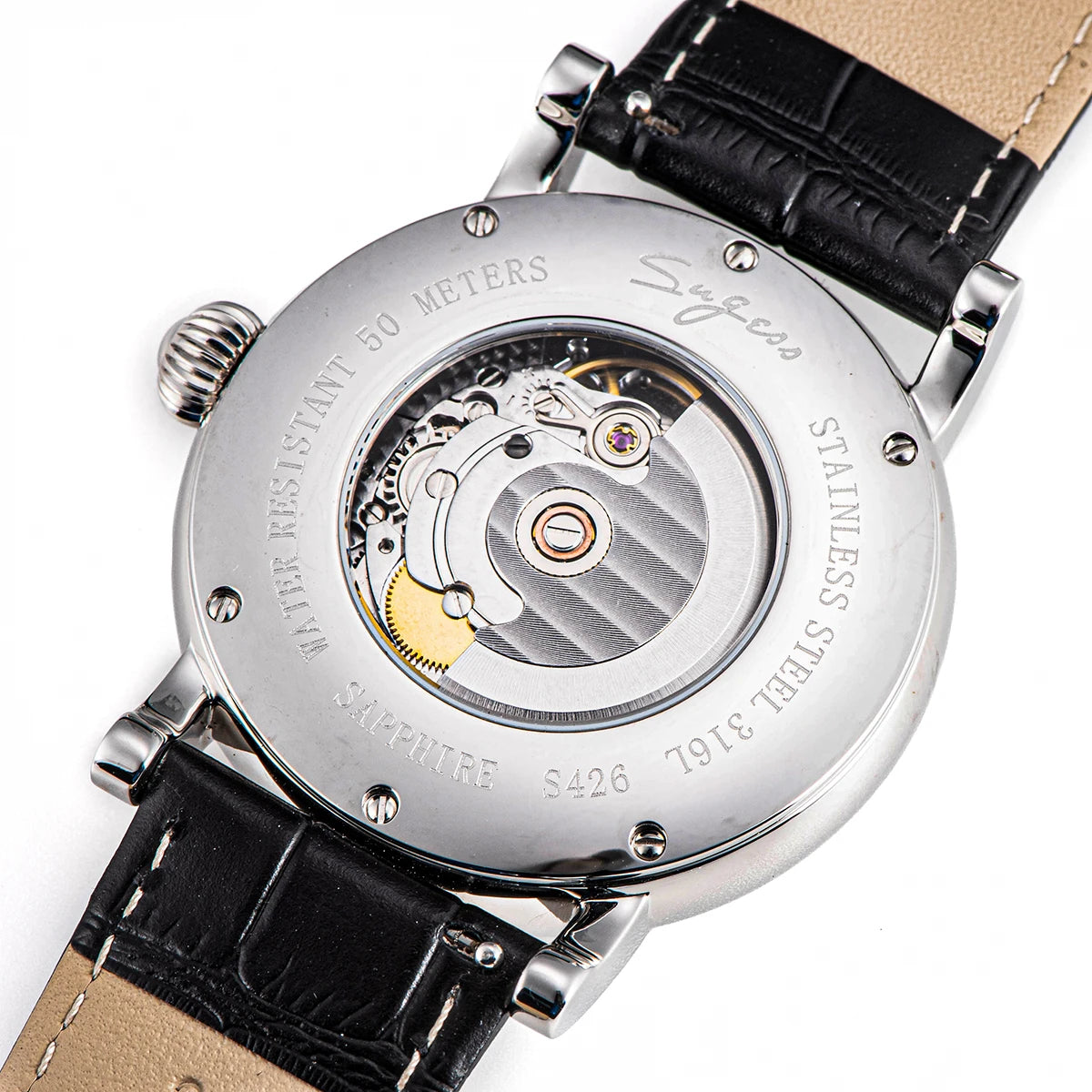 Sugess Men Watch Automatic Mechanical Original 2153 Movement Moon Phase Power Reserved Water Resistant Wristwatches Sapphire New