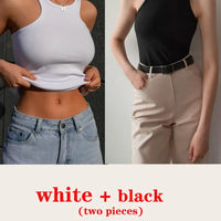Women's Corset Summer 100% Cotton Crop Top Y2k Knitted Camis O Neck Knit Camisole Sleeveless Vest Solid Slim Tank Tops Women