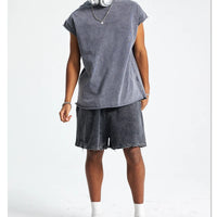 ZODF Trendy Summer Men Batik Washed 275gsm Cotton Tank Tops Unisex Oversized Loose Edge Sleeveless Vests Brand Tees HY1036