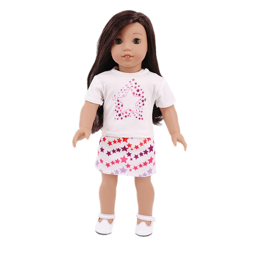 Baby Girls Dress Dolls Clothes Daily Fashion Dress For 18 inch American Doll Girl's Accessories 43Cm Baby Reborn,Generation Gift