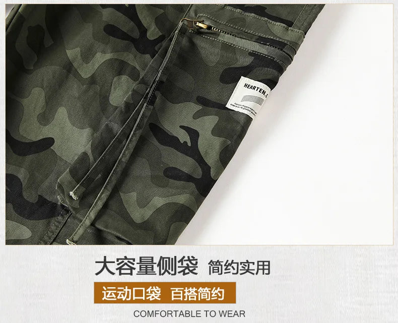 2025 NewMen's Fleece-Lined American Camouflage Casual Multi-Pocket Loose Zipper Jogger Pants Autumn Youth Trendy Workwear