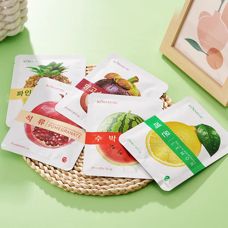 5pcs Kormesic Fruit-Infused Hydrating Face Mask Moisturizing Nourishing Hydrating Facial Skin Care Products