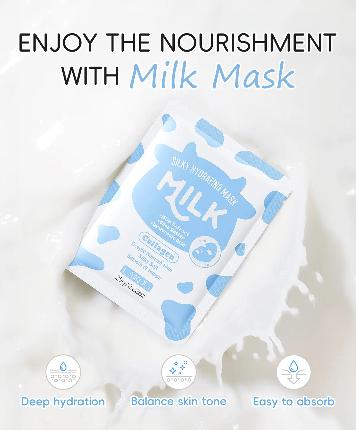 LAIKOU Milk Facial  Face Mask Shrink Pores Deep Hydrating Overnight Mask Moisturizing  Brightening Face Skin Care