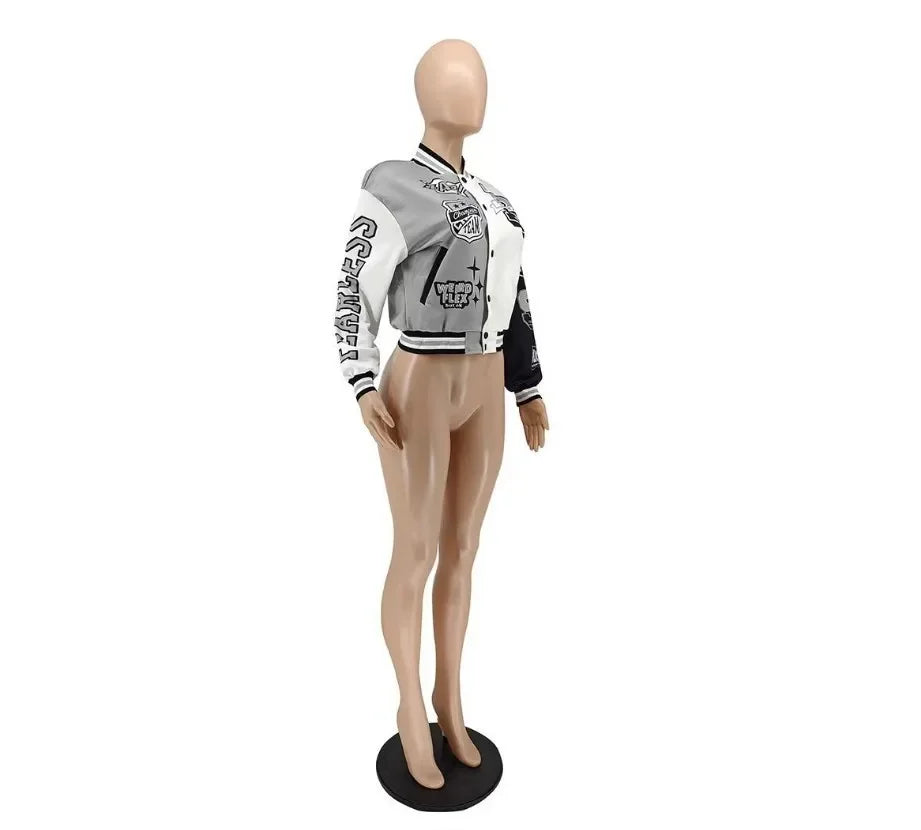 WB9121 Women's Screw Thread Ballpark Jacket Crew Neck Regular Fit Spring Autumn New Style Clothing From China Mainland