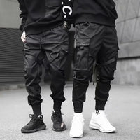 Trendy Men's Loose-fit Cargo Pants Autumn Winter Bell Bottoms Multiple Pockets Casual Style Street Dance Fashion