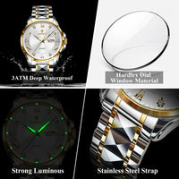 POEDAGAR Luxury Casual Man Watch Waterproof Luminous Date Week Quartz Men's Watches Stainless Steel Fashion Sport Men Wristwatch
