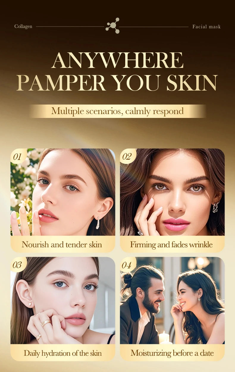 SADOER Golden Collagen Facial Masks Moisturizing Anti-Aging Anti Wrinkles Face Mask Sheet Collagen Masks Skin Care Product