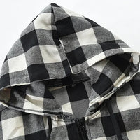 Men's New Plaid Hooded Sweater Long Sleeve Casual Thin Jacket Stand Hooded Shirt European Style Fashionable Outwear