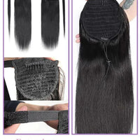 Drawstring Ponytail Extension Straight P8/613 Golden Brown Mix Blonde Clip In Ponytail Hair Extensions Hairpieces For Women Girl