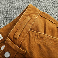 Retro Heavyweight Minimalist Workwear Pants Men's Loose Straight Leg Casual 100% Cotton Twill Woven 3D Stand Cut Tapered Pants
