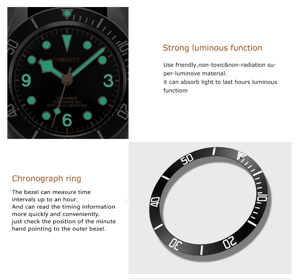 Custom Logo Diy NH35 Movement 1612 Luxury 41mm Biwan Business Men Watches Automatic Mechanical Date Diving Waterproof Glow Watch