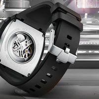 Mark Fairwhale 6014 Brand Rubber Strap Waterproof Luminous Men's Automatic Mechanical Watch Barrel Shape Watches for Men