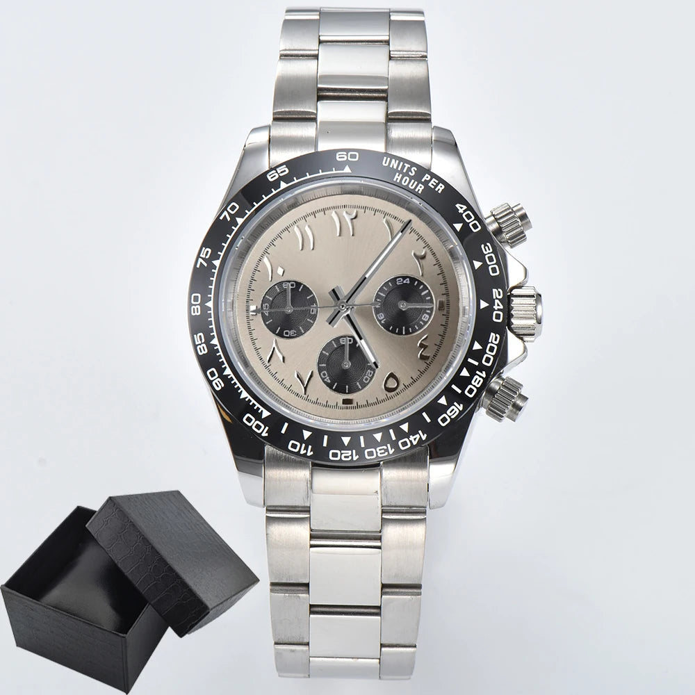 39.3mm VK63 Men's watch Arabian Dial customized Men's watch Luxury Quartz watch man VK63 Sport Chronograph Sapphire Glass watch