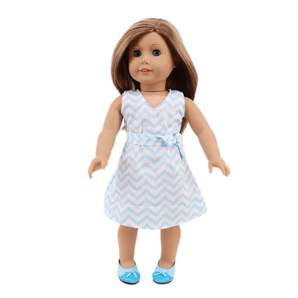 Baby Girls Dress Dolls Clothes Daily Fashion Dress For 18 inch American Doll Girl's Accessories 43Cm Baby Reborn,Generation Gift