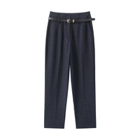 Faionable High Waist Belted Straight Leg Pants Women's Slim Fit Casual Autumn New Arrival Street Sle Polyester Fiber