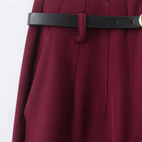 Faionable High Waist Belted Straight Leg Pants Women's Slim Fit Casual Autumn New Arrival Street Sle Polyester Fiber