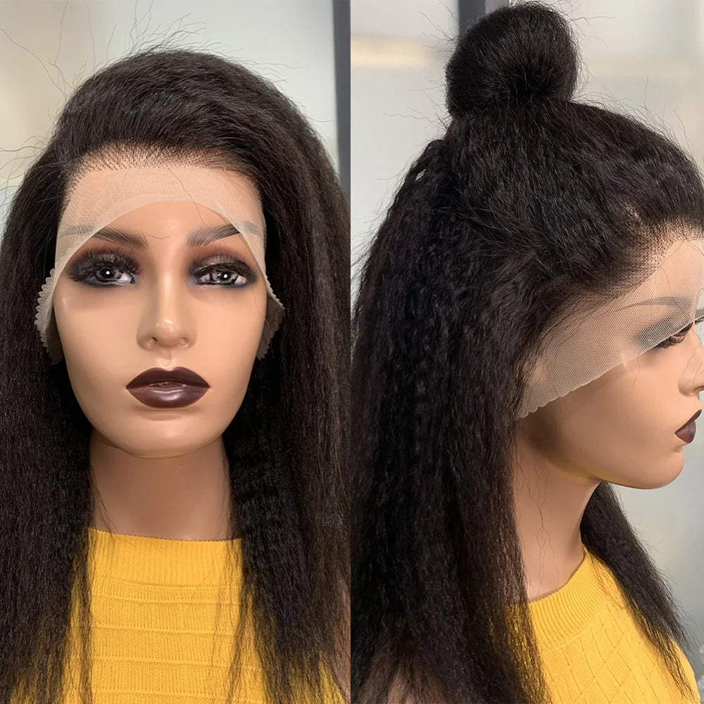 13x4 Transparent Lace Front Brazilian Human Hair Wig Sale Kinky Straight 180% Lace Frontal Yaki Human Hair Wigs Short Lace Wig