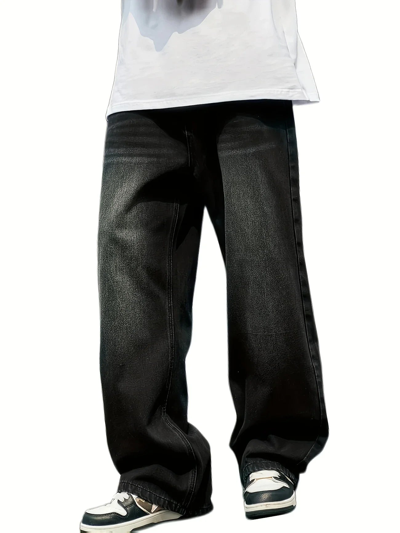 Men'S Skinny Fit Wide Leg Jeans, Men'S Stylish Comfy Denim Pants, Versatile For Four Seasons