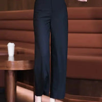 Nine-point Wide-leg Pants for Women in Summer Thin New High-waist Drooping Ice Silk Suit Women's Slim Straight Pants