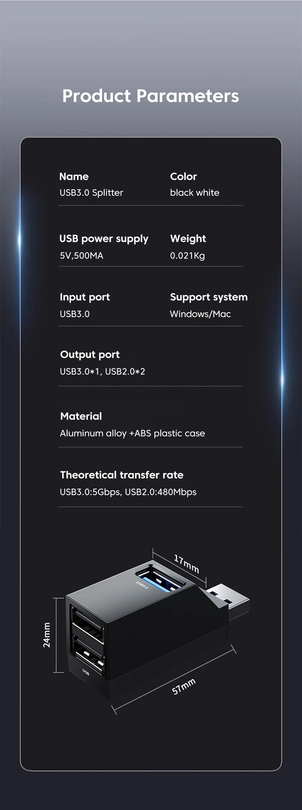 Elough HUB USB Type C High Speed Cable Splitter USB 3.0 Multipuertos HUB Adapter Extender For PC Portable USB Disk Card Reader