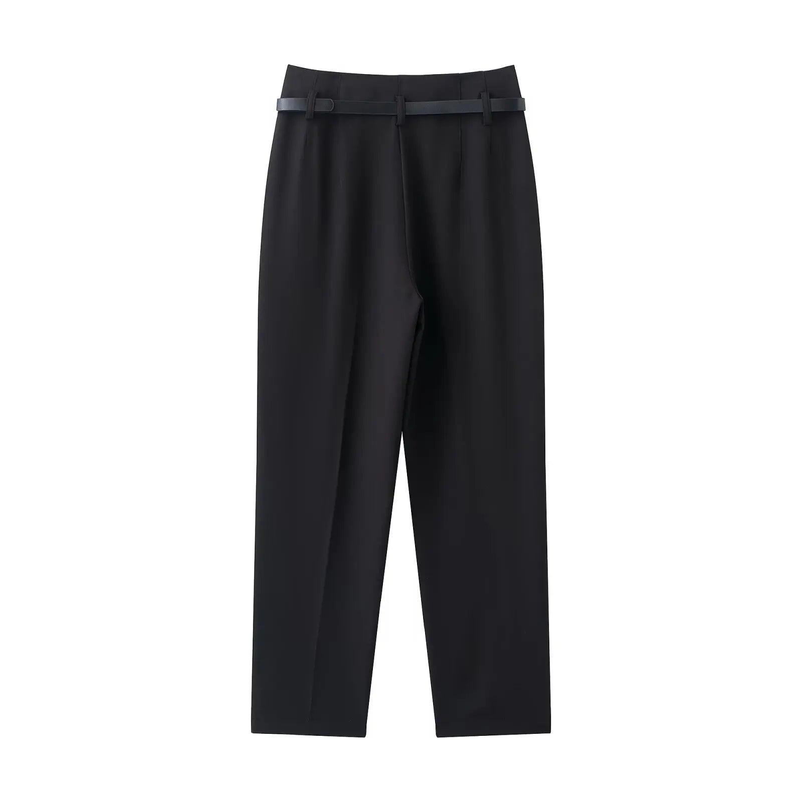 Faionable High Waist Belted Straight Leg Pants Women's Slim Fit Casual Autumn New Arrival Street Sle Polyester Fiber
